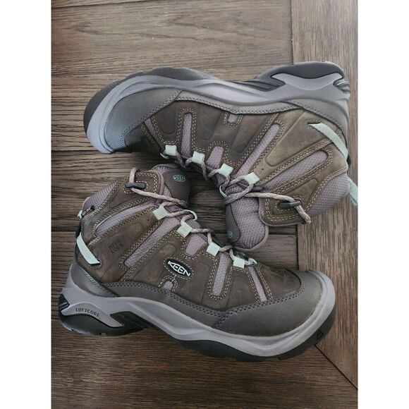 New Keen Circadia Mid 8 1/2 Waterproof Hiking Grey Aqua Boot - Picture 2 of 6